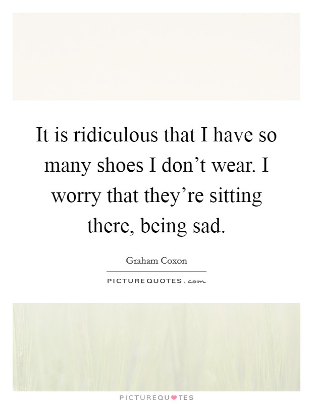 It is ridiculous that I have so many shoes I don't wear. I worry that they're sitting there, being sad. Picture Quote #1