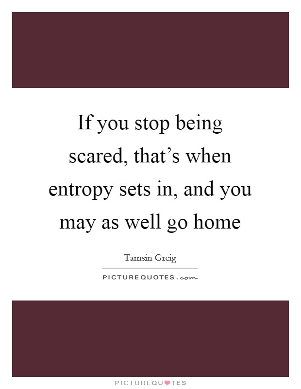If you stop being scared, that's when entropy sets in, and you may as well go home Picture Quote #1