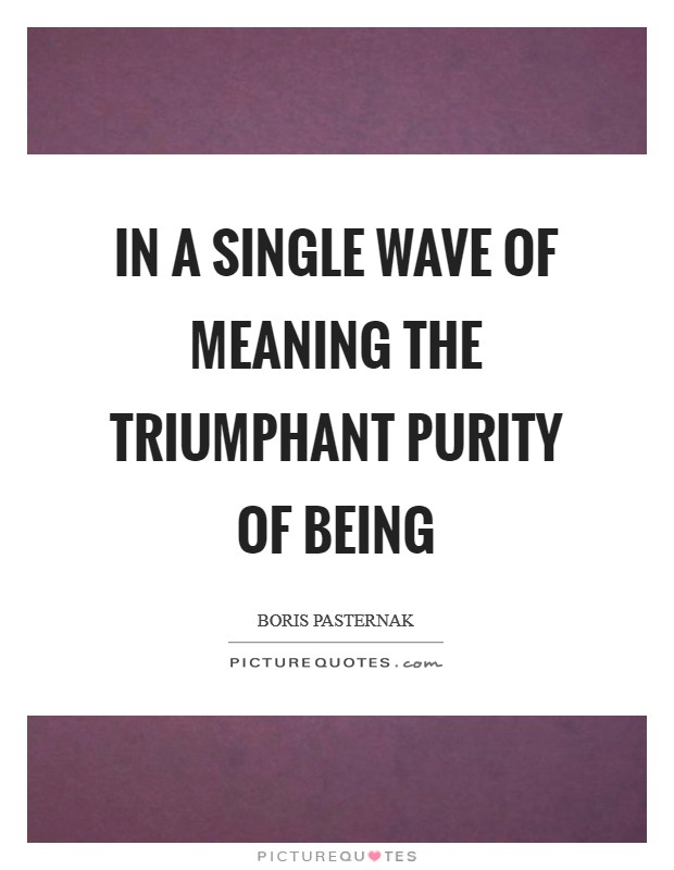 In a single wave of meaning the triumphant purity of being Picture Quote #1