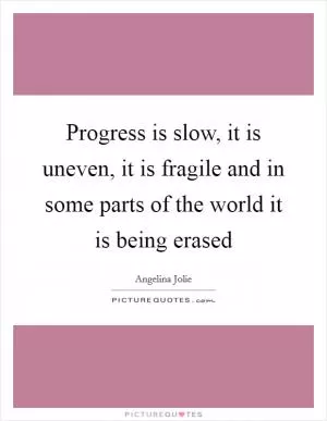 Progress is slow, it is uneven, it is fragile and in some parts of the world it is being erased Picture Quote #1