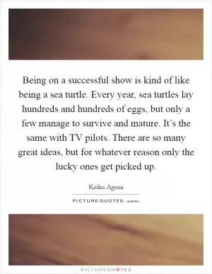 Being on a successful show is kind of like being a sea turtle. Every year, sea turtles lay hundreds and hundreds of eggs, but only a few manage to survive and mature. It’s the same with TV pilots. There are so many great ideas, but for whatever reason only the lucky ones get picked up Picture Quote #1