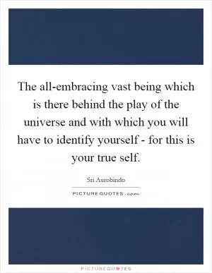 The all-embracing vast being which is there behind the play of the universe and with which you will have to identify yourself - for this is your true self Picture Quote #1