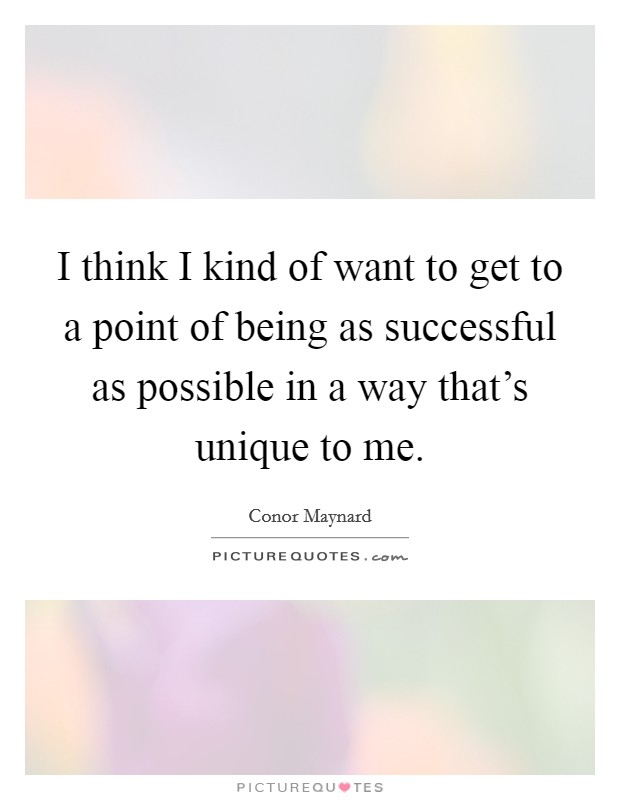 I think I kind of want to get to a point of being as successful as possible in a way that's unique to me. Picture Quote #1