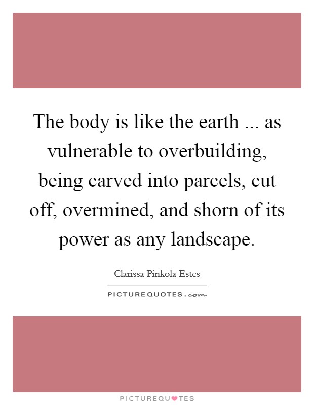 The body is like the earth ... as vulnerable to overbuilding, being carved into parcels, cut off, overmined, and shorn of its power as any landscape. Picture Quote #1