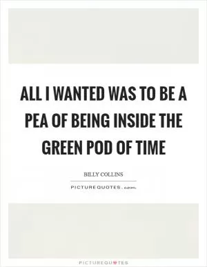 All I wanted was to be a pea of being inside the green pod of time Picture Quote #1