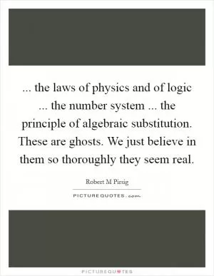 ... the laws of physics and of logic ... the number system ... the principle of algebraic substitution. These are ghosts. We just believe in them so thoroughly they seem real Picture Quote #1