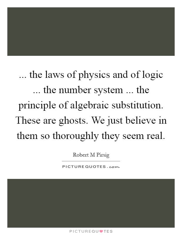 ... the laws of physics and of logic ... the number system ... the principle of algebraic substitution. These are ghosts. We just believe in them so thoroughly they seem real. Picture Quote #1