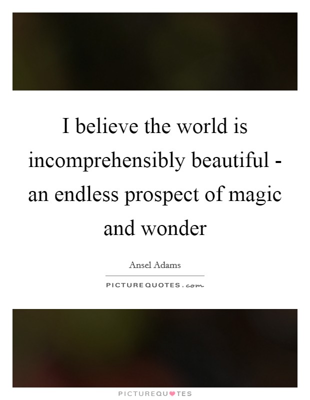 I believe the world is incomprehensibly beautiful - an endless prospect of magic and wonder Picture Quote #1