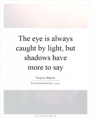 The eye is always caught by light, but shadows have more to say Picture Quote #1