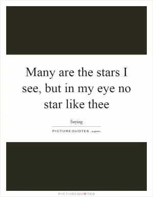 Many are the stars I see, but in my eye no star like thee Picture Quote #1