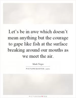Let’s be in awe which doesn’t mean anything but the courage to gape like fish at the surface breaking around our mouths as we meet the air Picture Quote #1