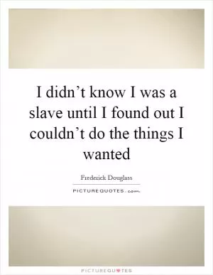 I didn’t know I was a slave until I found out I couldn’t do the things I wanted Picture Quote #1