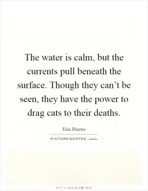 The water is calm, but the currents pull beneath the surface. Though they can’t be seen, they have the power to drag cats to their deaths Picture Quote #1