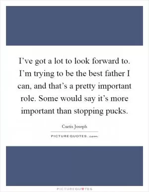 I’ve got a lot to look forward to. I’m trying to be the best father I can, and that’s a pretty important role. Some would say it’s more important than stopping pucks Picture Quote #1
