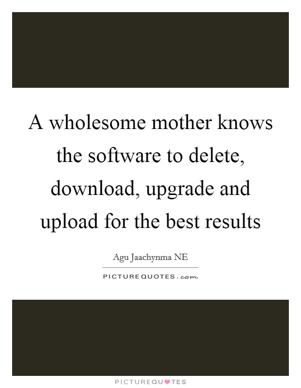 A wholesome mother knows the software to delete, download, upgrade and upload for the best results Picture Quote #1