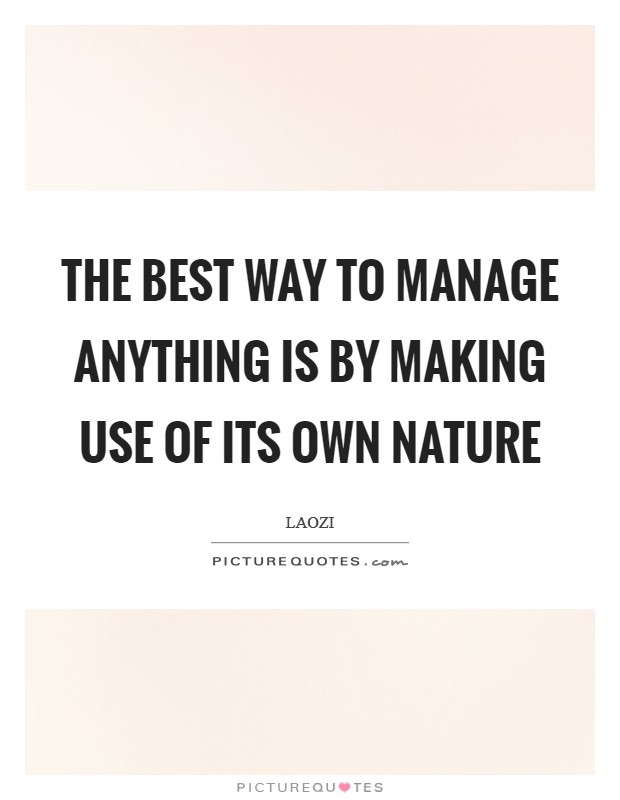 The best way to manage anything is by making use of its own nature Picture Quote #1
