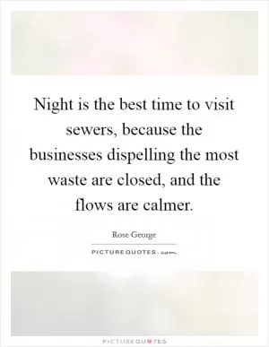 Night is the best time to visit sewers, because the businesses dispelling the most waste are closed, and the flows are calmer Picture Quote #1