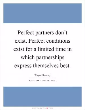 Perfect partners don’t exist. Perfect conditions exist for a limited time in which partnerships express themselves best Picture Quote #1