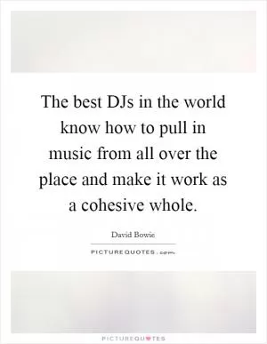 The best DJs in the world know how to pull in music from all over the place and make it work as a cohesive whole Picture Quote #1