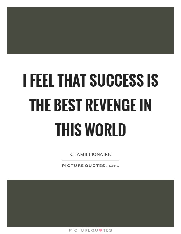 I feel that success is the best revenge in this world Picture Quote #1