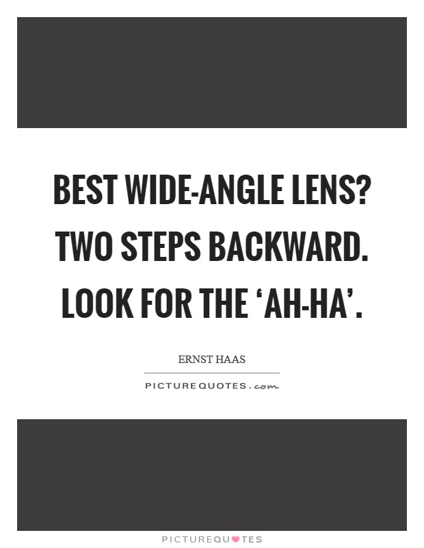 Best wide-angle lens? Two steps backward. Look for the ‘ah-ha'. Picture Quote #1