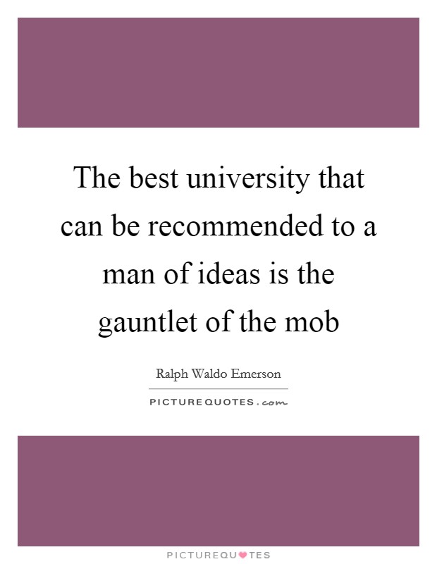 The best university that can be recommended to a man of ideas is the gauntlet of the mob Picture Quote #1