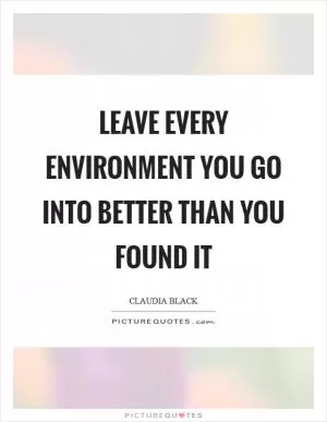 Leave every environment you go into better than you found it Picture Quote #1