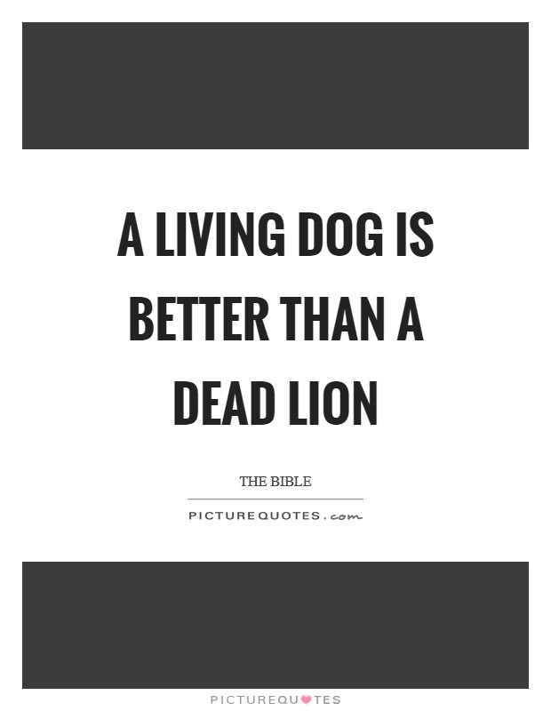 A living dog is better than a dead lion Picture Quote #1