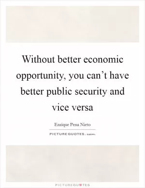 Without better economic opportunity, you can’t have better public security and vice versa Picture Quote #1