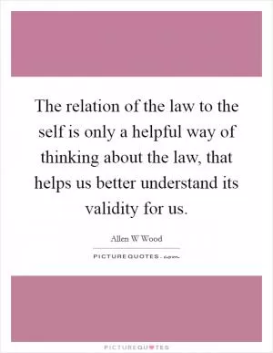 The relation of the law to the self is only a helpful way of thinking about the law, that helps us better understand its validity for us Picture Quote #1