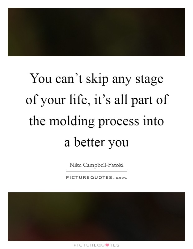You can't skip any stage of your life, it's all part of the molding process into a better you Picture Quote #1