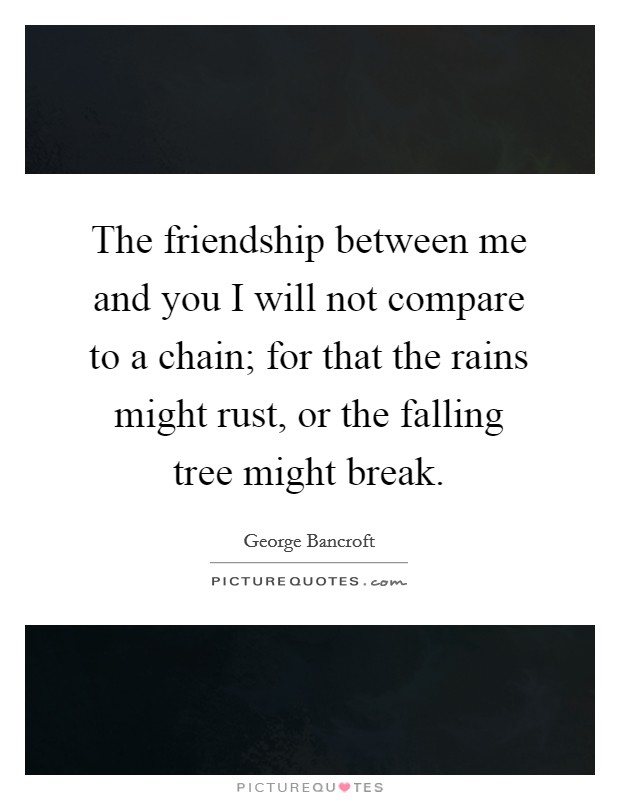 The friendship between me and you I will not compare to a chain; for that the rains might rust, or the falling tree might break. Picture Quote #1