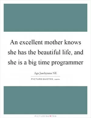 An excellent mother knows she has the beautiful life, and she is a big time programmer Picture Quote #1