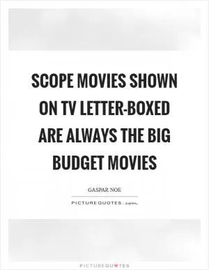 Scope movies shown on TV letter-boxed are always the big budget movies Picture Quote #1