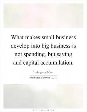 What makes small business develop into big business is not spending, but saving and capital accumulation Picture Quote #1