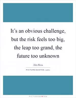 It’s an obvious challenge, but the risk feels too big, the leap too grand, the future too unknown Picture Quote #1
