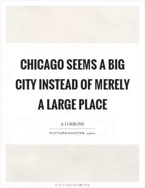Chicago seems a big city instead of merely a large place Picture Quote #1