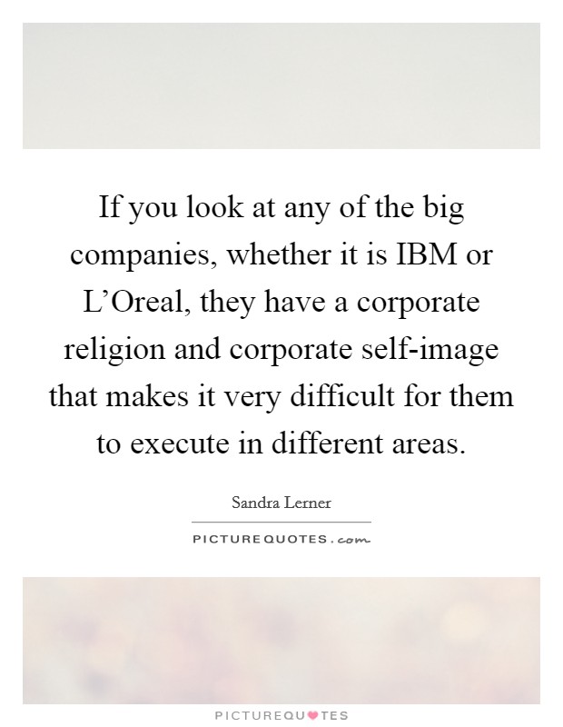 If you look at any of the big companies, whether it is IBM or L'Oreal, they have a corporate religion and corporate self-image that makes it very difficult for them to execute in different areas. Picture Quote #1