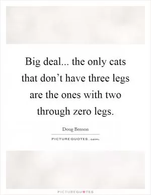 Big deal... the only cats that don’t have three legs are the ones with two through zero legs Picture Quote #1
