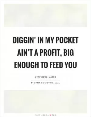 Diggin’ in my pocket ain’t a profit, big enough to feed you Picture Quote #1