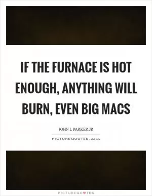 If the furnace is hot enough, anything will burn, even Big Macs Picture Quote #1