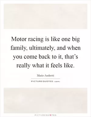 Motor racing is like one big family, ultimately, and when you come back to it, that’s really what it feels like Picture Quote #1