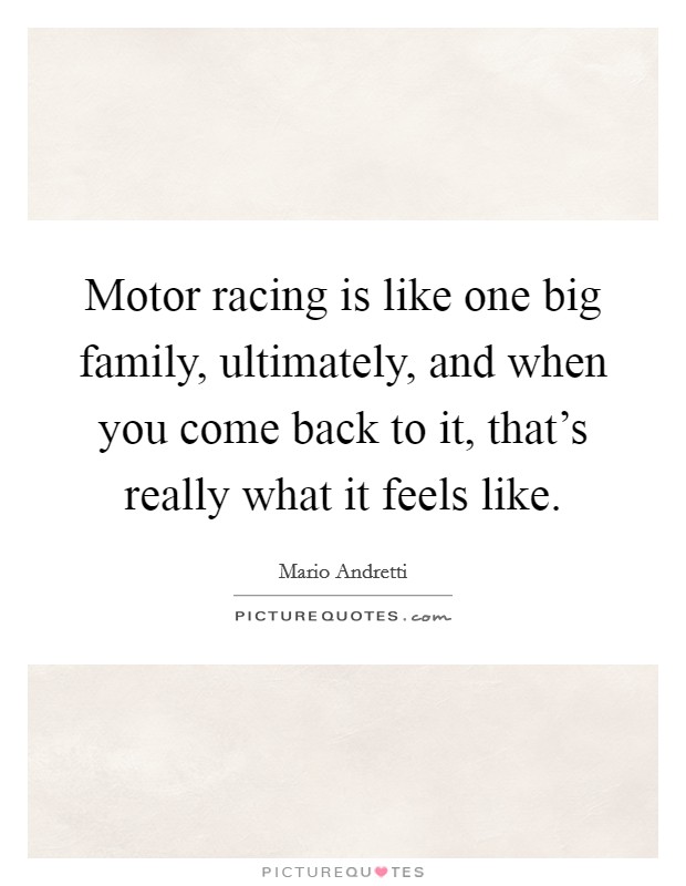 Motor racing is like one big family, ultimately, and when you come back to it, that's really what it feels like. Picture Quote #1