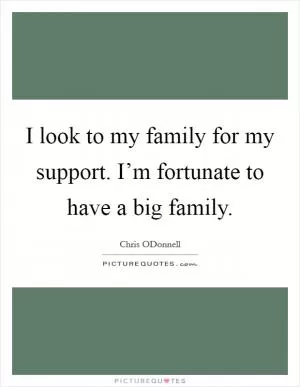 I look to my family for my support. I’m fortunate to have a big family Picture Quote #1