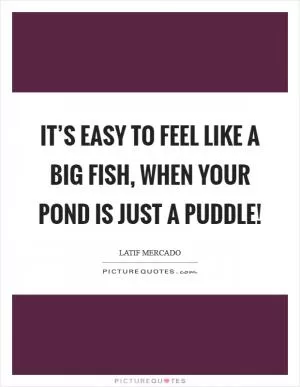 It’s Easy To Feel Like A Big Fish, When Your Pond is Just A Puddle! Picture Quote #1
