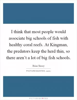 I think that most people would associate big schools of fish with healthy coral reefs. At Kingman, the predators keep the herd thin, so there aren’t a lot of big fish schools Picture Quote #1