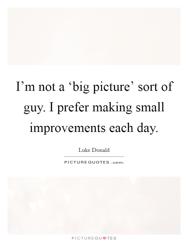 I'm not a ‘big picture' sort of guy. I prefer making small improvements each day. Picture Quote #1