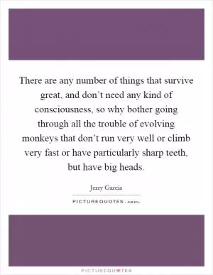 There are any number of things that survive great, and don’t need any kind of consciousness, so why bother going through all the trouble of evolving monkeys that don’t run very well or climb very fast or have particularly sharp teeth, but have big heads Picture Quote #1