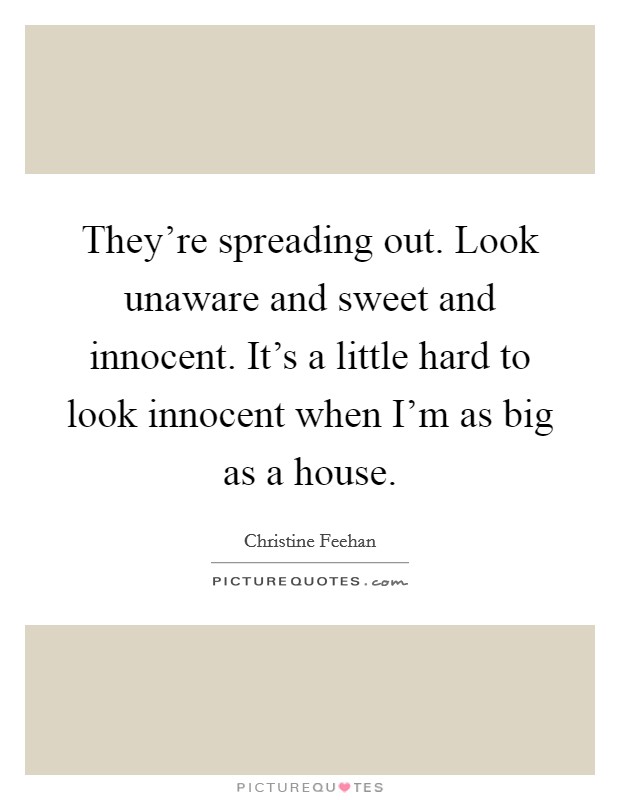 They're spreading out. Look unaware and sweet and innocent. It's a little hard to look innocent when I'm as big as a house. Picture Quote #1