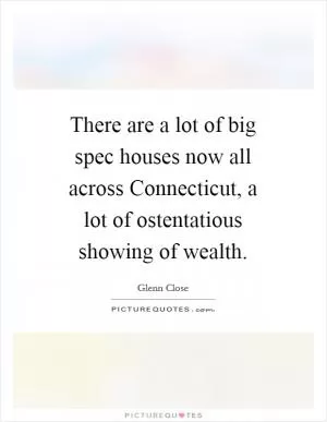 There are a lot of big spec houses now all across Connecticut, a lot of ostentatious showing of wealth Picture Quote #1